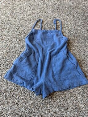 Rip Curl Blue Terry Cloth Romper XS Surf Beach Cover Up Shortalls Y2K Overall
